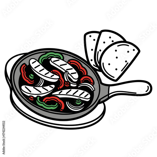Delicious sizzling fajitas with tortillas a flavorful culinary delight.