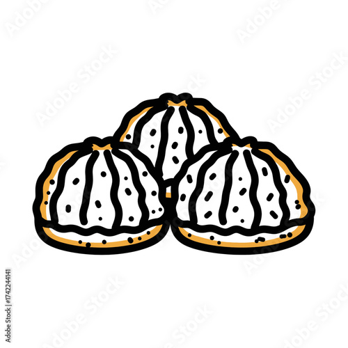 Three delicious steamed buns a culinary delight ready to eat fresh and tasty.