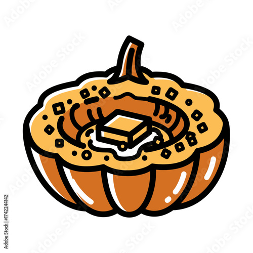 Delicious baked pumpkin with butter a perfect autumn dish ready to eat.