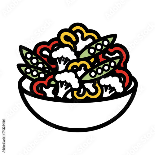 Colorful vegetable salad in a white bowl healthy food concept fresh ingredients.