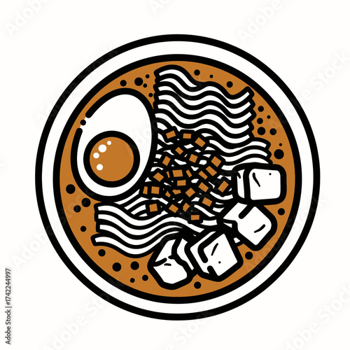 Delicious ramen bowl with boiled egg noodles tofu and broth a culinary delight.