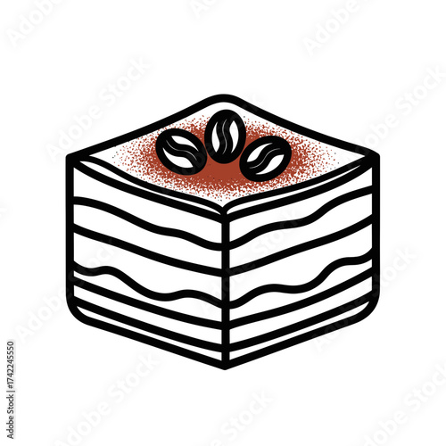 Delicious Tiramisu Dessert with Coffee Beans on Top Sweet Treat.