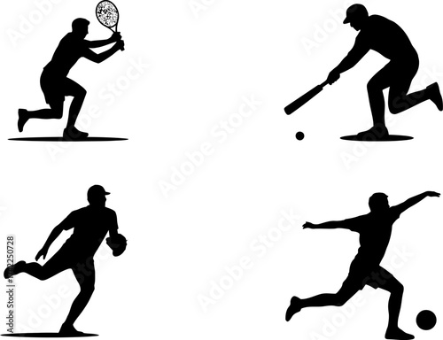 Dynamic silhouettes of athletes engaged in various sports, showcasing action and movement.