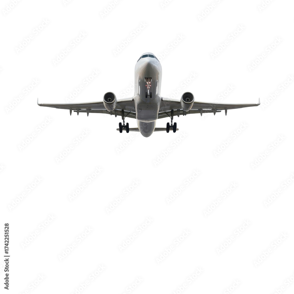 Obraz premium AI Image An Aircraft Ascending Against a Void Backdrop, Engines blazing, wings wide, taking to the