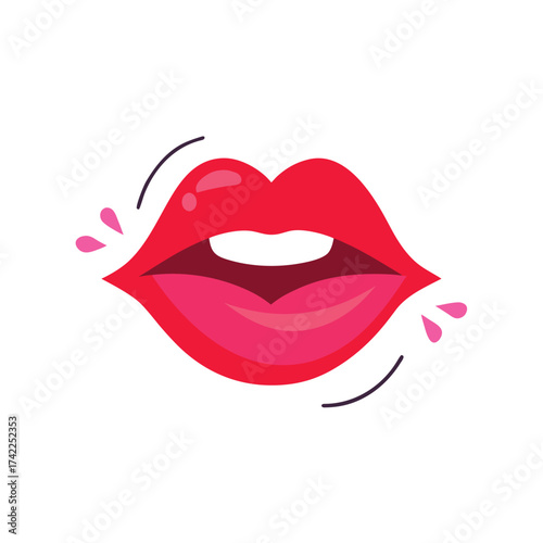 Wallpaper Mural red lips with talking vector illustration Torontodigital.ca