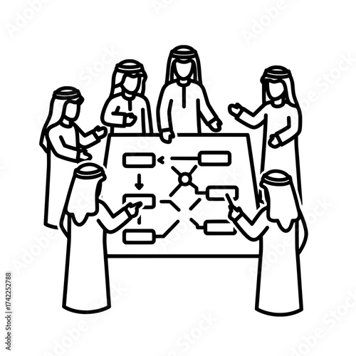 Arabian Business Team Discussing Strategy at Conference Table.