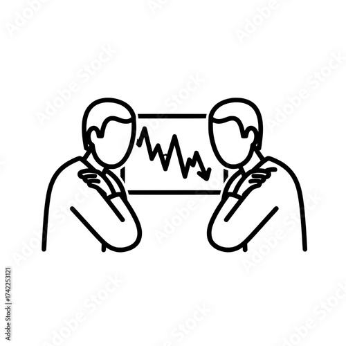 Business people analyzing financial data discussing market trends and making decisions.