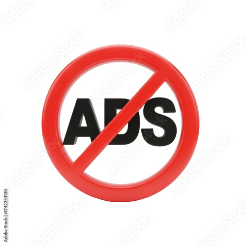 Free Download Red prohibition sign with the word ads inside, isolated on transparent background - GFXLoad