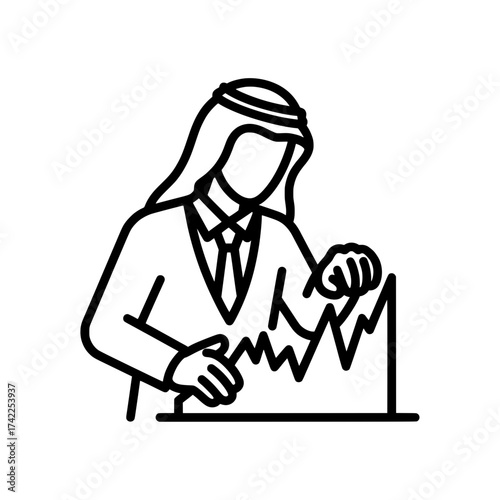 Arab businessman analyzing financial data graph business concept.