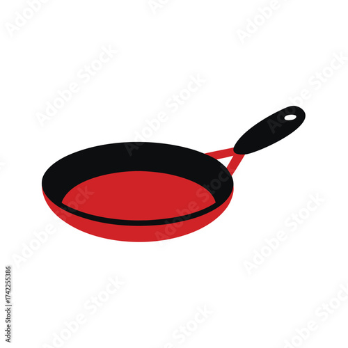 red skillet isolated on white