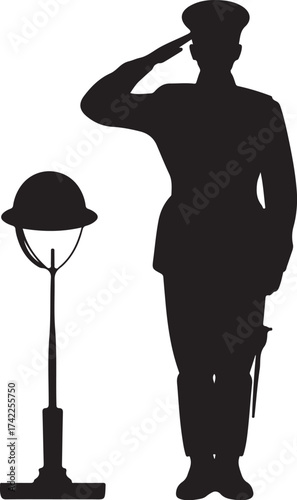 Soldier salutes fallen comrade's helmet remembrance