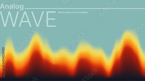 Abstract blurred gradient wave background with text analog wave, retro pulse of the invisible concept for design element.