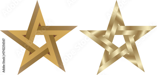 Two gold stars with ribbon segments and metallic shading — EPS vector for abstract and premium designs.