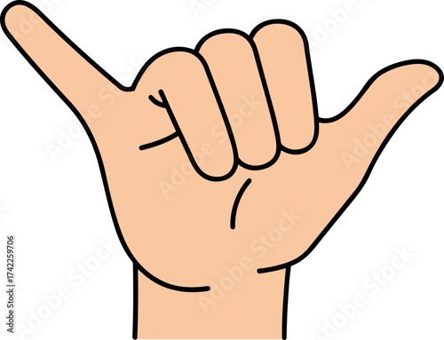 An illustration of a shaka sign hand