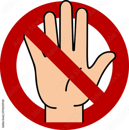 An illustration of an open palm stop sign