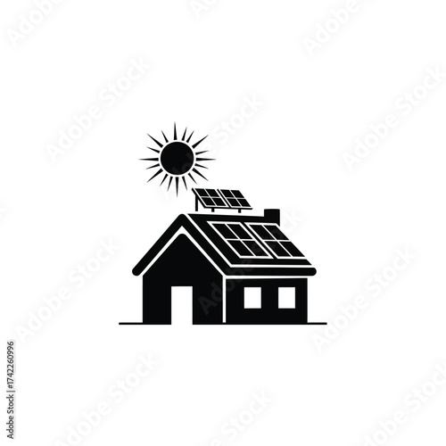 House with solar panels on roof renewable energy home concept, showcasing sustainable living and ecofriendly technology