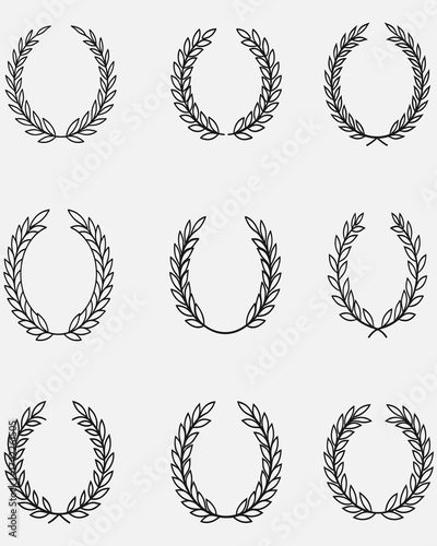 Classic Laurel Wreath Vector Set – Vintage Achievement and Decorative Award Symbols
