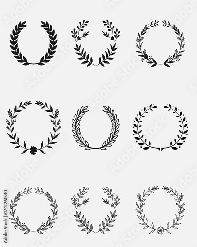 Classic Laurel Wreath Vector Set – Vintage Achievement and Decorative Award Symbols