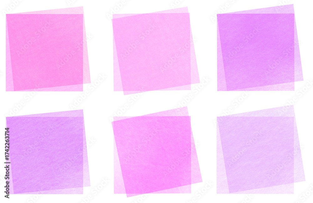 Obraz premium 紫色とピンク色の水彩で描かれた正方形のかわいいラベルの装飾