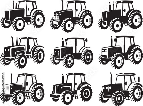 Diverse tractor collection for agricultural design needs