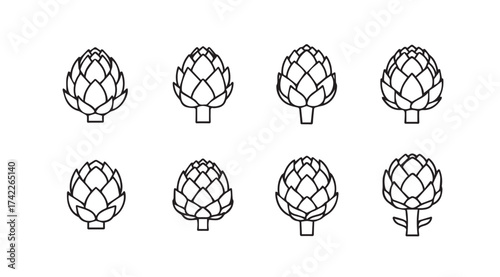 Artisan artichoke collection fresh hand drawn sketchy botanical elements for culinary design vector