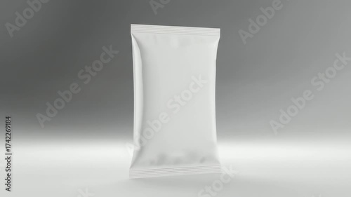Blank White Flexible Packaging Stick Pack Mockup Standing on a Plain White Background, Customizable for Energy Gels or Supplements