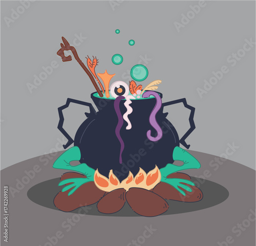 A captivating Enchanted Cauldron filled with an array of Mysterious Ingredients awaits exploration