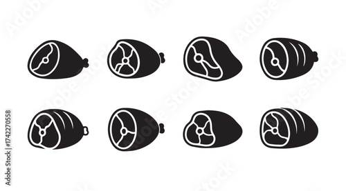 Set of hand drawn meat cuts icons meat butcher shop food service culinary icons black and white vector