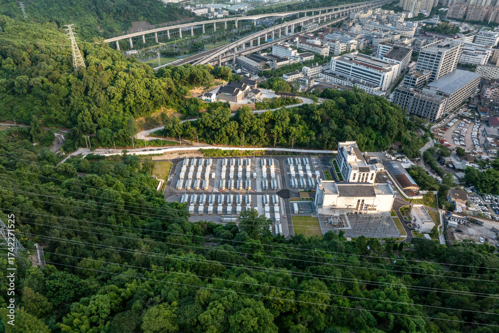 Fototapeta premium Overlooking the energy storage power station, new energy.