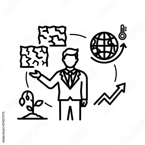 Climate change and environmental impact concept with businessman.