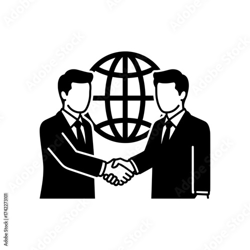 Business handshake agreement with global partnership and international cooperation.