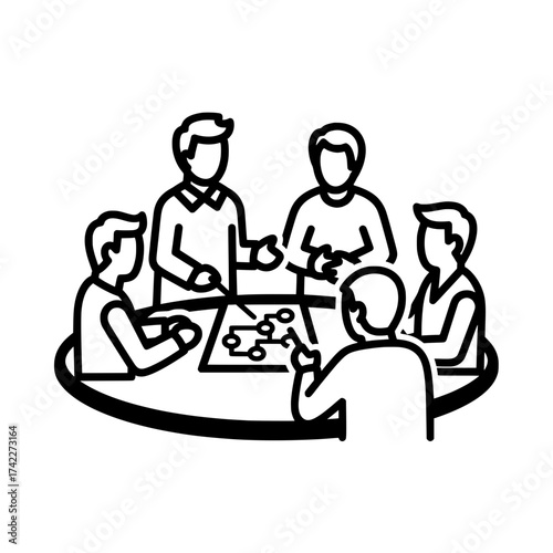 Teamwork and collaboration in a business meeting around a table.
