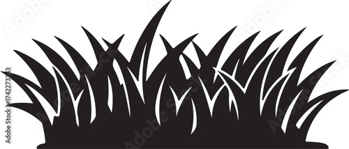 Dark green grass blades with transparent background