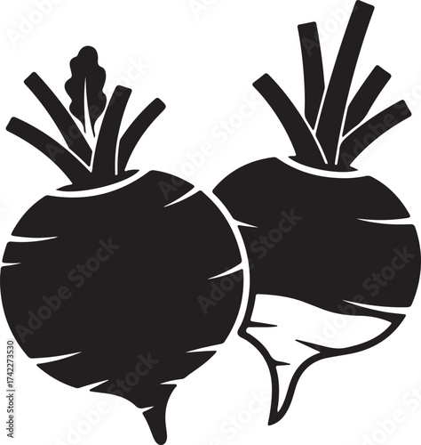 Two turnips with transparent background