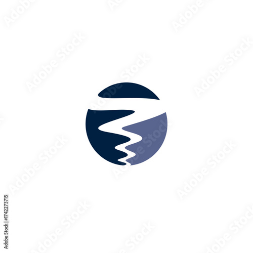 Hurricane round logo concept, tornado icon. Abstract vector graphic for weather graphic. Minimal simple style logos. Typhoon icon storm circle label. Vector illustration