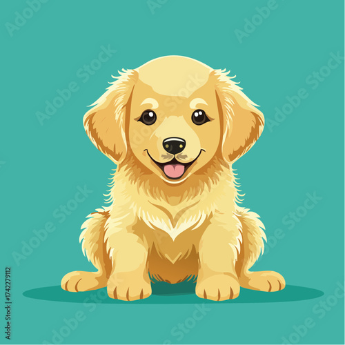 An adorable illustration of a golden retriever puppy, sitting with a cheerful expression.