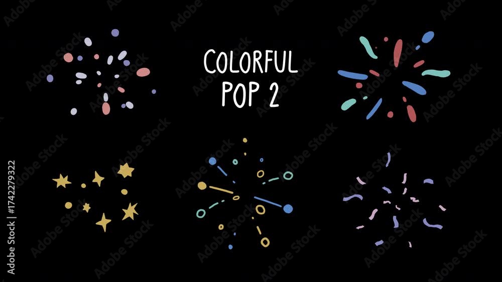 Colorful pop effect 02, smooth hand-drawn animation with playful shapes ...