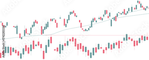 Stock market candlestick graph pattern for cryptocurrency trading investment exchange red green black isolated vector set