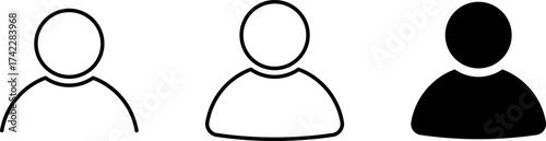 User profile avatar icon set, profile symbol in solid and outline styles, different flat person icon vector. People group icon set