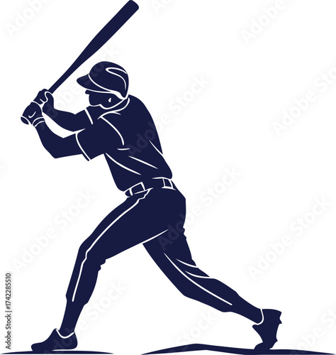 Silhouette of a baseball player in a batting stance, ready to swing the bat.