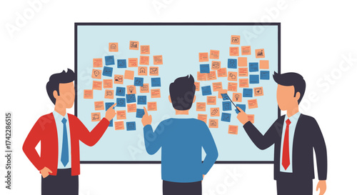 Teamwork and collaboration in business meeting brainstorming session.