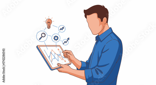 Business analyst examining data on tablet business analysis concept.