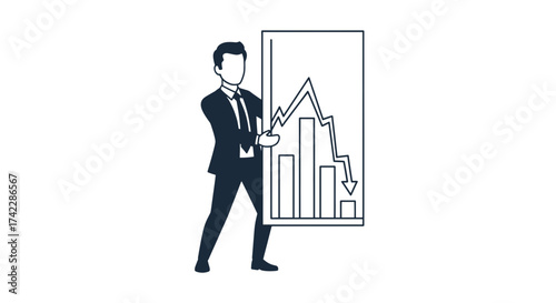 Businessman holding a chart showing a financial downturn economic crisis.