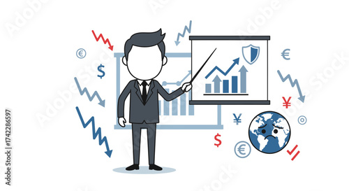 Business presentation about global financial crisis and economic downturn.