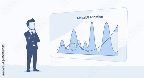 Business professional contemplating global AI adoption trends and future growth.