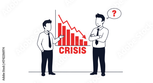 Business Crisis and Economic Downturn Two Men Facing Financial Challenges.