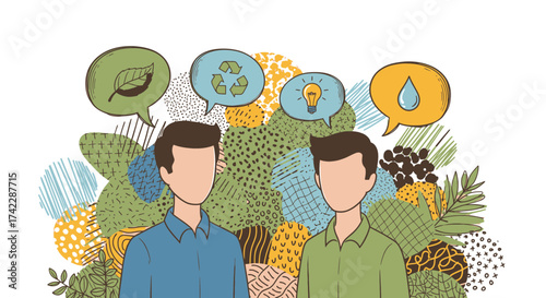 Two people with environmental thoughts and ideas about nature and sustainability.