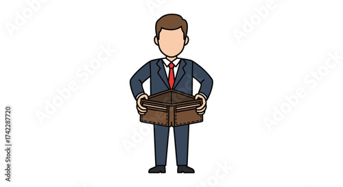 Businessman holding an empty box representing financial loss or bankruptcy.