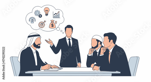 Business meeting with diverse people discussing ideas and strategies for success.