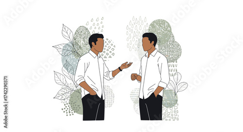 Two men in white shirts discussing an important topic with each other.